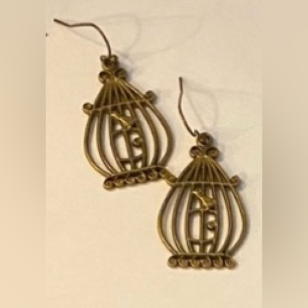 NEW brass Birdcage earrings